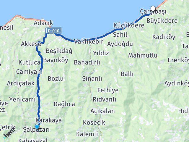 Trabzon Şalpazarı Çarşıbaşı Arası Kaç Km - Yol Haritası
