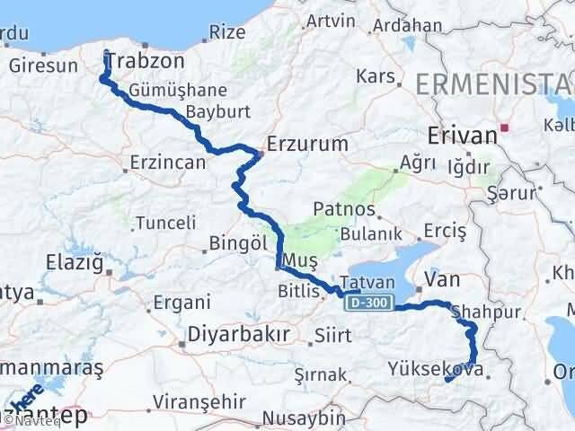 Trabzon Şalpazarı Hakkari Arası Kaç Km - Yol Haritası