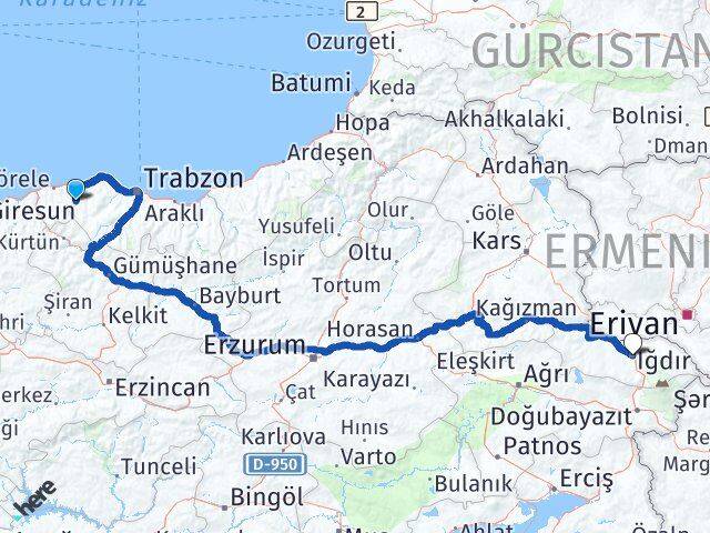 Trabzon Şalpazarı Iğdır Arası Kaç Km - Yol Haritası
