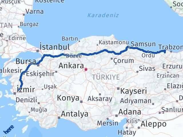 Trabzon Şalpazarı Manisa Arası Kaç Km - Yol Haritası