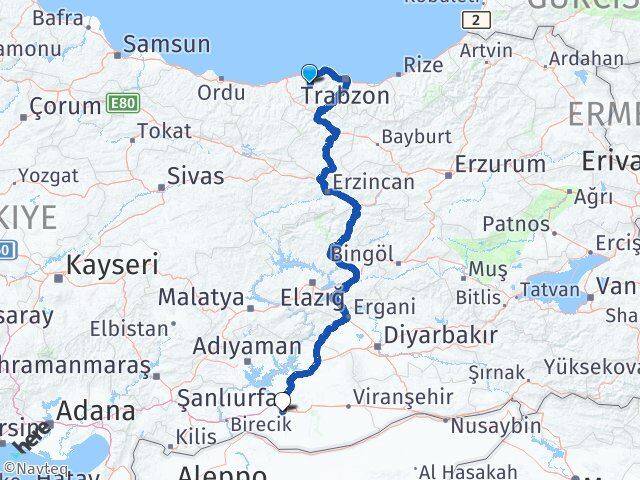 Trabzon Şalpazarı Şanlıurfa Arası Kaç Km - Yol Haritası