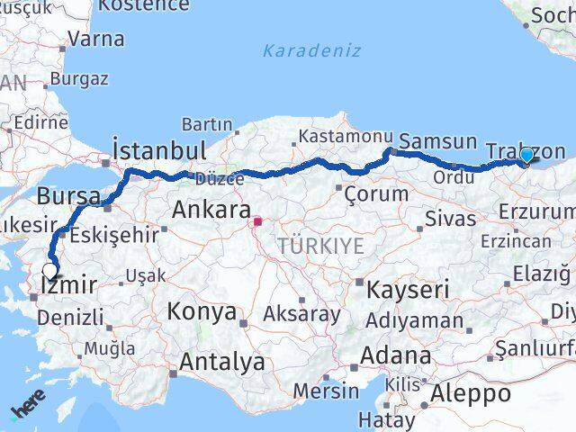 Trabzon Saruhanlı Manisa Arası Kaç Km - Yol Haritası