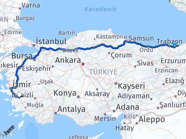 Trabzon Sürmene Aydın Arası Kaç Km - Yol Haritası