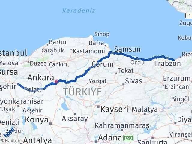 Trabzon Sürmene Eskişehir Arası Kaç Km - Yol Haritası