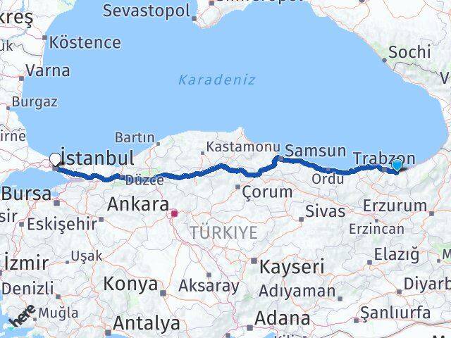 Trabzon Sürmene İstanbul Arası Kaç Km - Yol Haritası