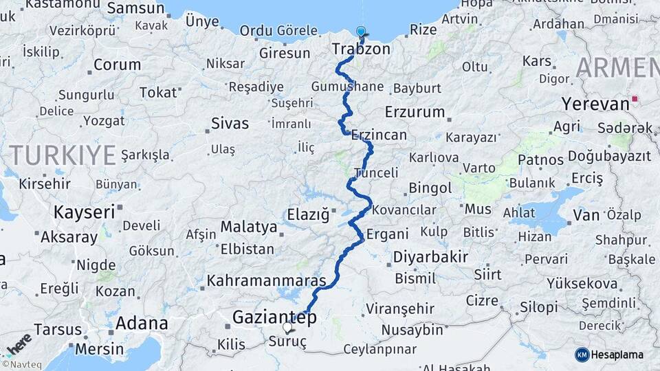 Trabzon Suruç Şanlıurfa Arası Kaç Km - Yol Haritası