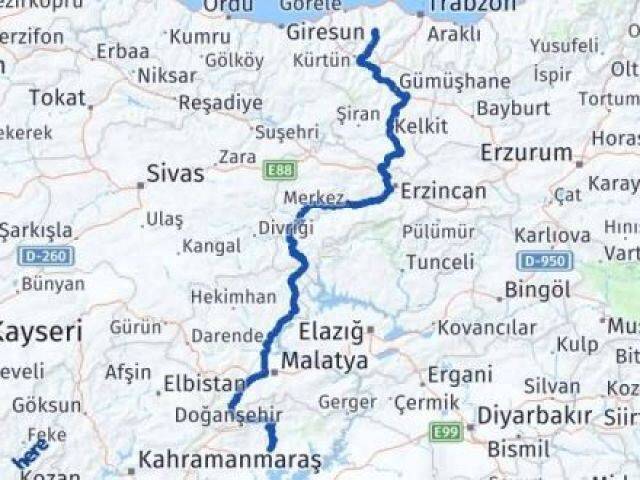 Trabzon Tonya Adıyaman Arası Kaç Km - Yol Haritası