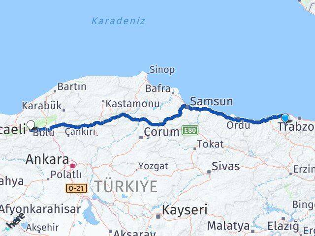Trabzon Tonya Bolu Arası Kaç Km - Yol Haritası