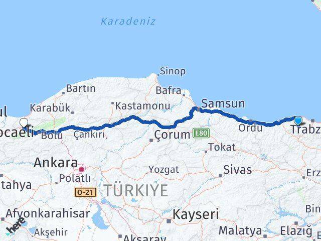 Trabzon Tonya Düzce Arası Kaç Km - Yol Haritası