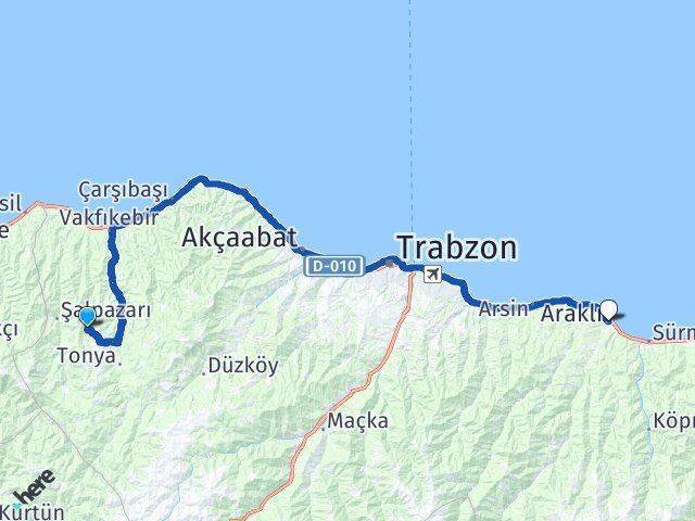 İskenderli Araklı Arası Kaç Km - Yol Tarifi