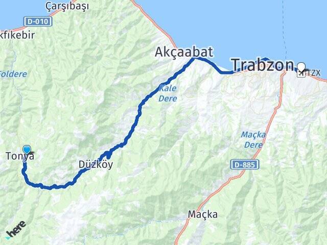 Karşular Trabzon Havalimanı Arası Kaç Km - Yol Tarifi