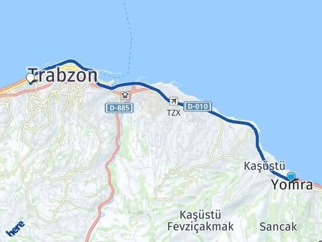Trabzon Yomra Fatih Ortahisar Arası Kaç Km - Yol Haritası