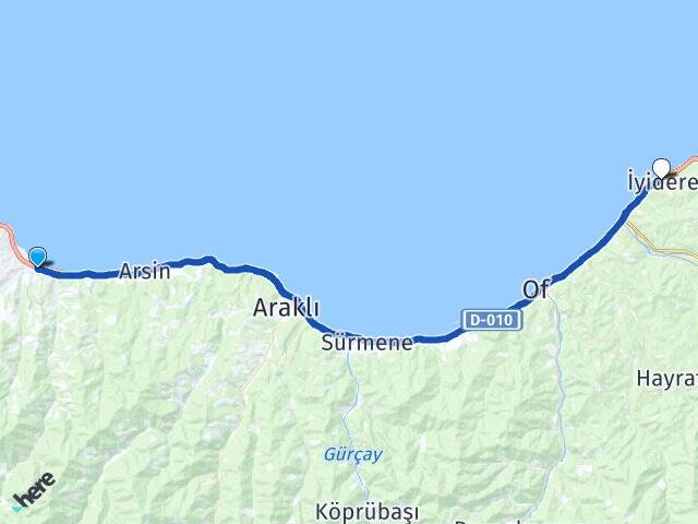 Trabzon Yomra İyidere Rize Arası Kaç Km - Yol Haritası
