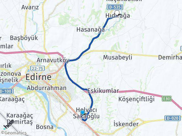 Trakya Üniversitesi Hıdırağa Arası Kaç Km - Yol Tarifi