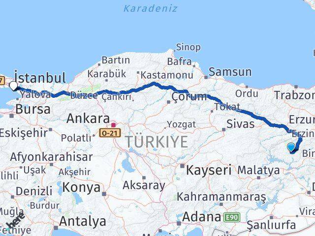 Tunceli Adalar İstanbul Arası Kaç Km - Yol Haritası
