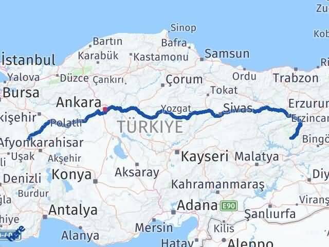 Tunceli Altıntaş Kütahya Arası Kaç Km - Yol Haritası