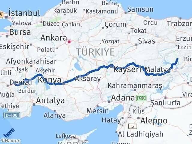 Tunceli Baklan Denizli Arası Kaç Km - Yol Haritası