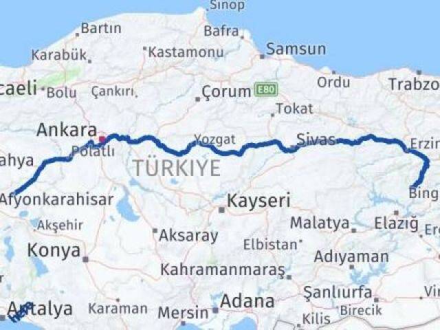 Tunceli Bayat Afyonkarahisar Arası Kaç Km - Yol Haritası