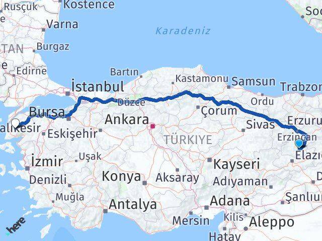 Tunceli Bayramiç Çanakkale Arası Kaç Km - Yol Haritası