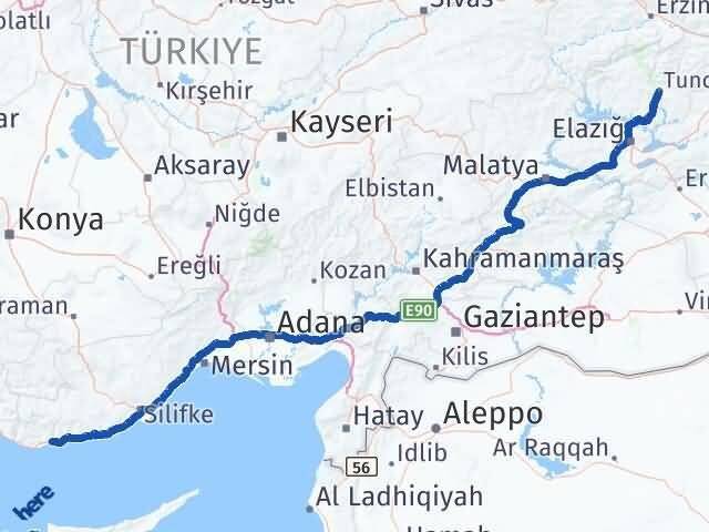 Tunceli Bozyazı Mersin Arası Kaç Km - Yol Haritası