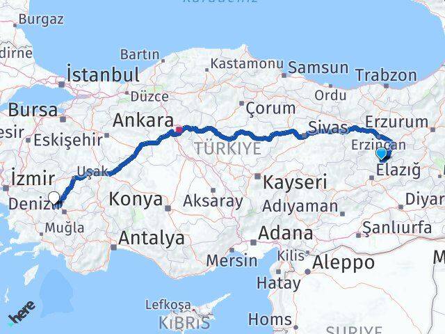Tunceli Buharkent Aydın Arası Kaç Km - Yol Haritası