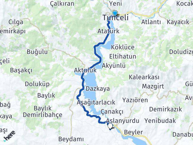 Tunceli Burmageçit Arası Kaç Km - Yol Haritası
