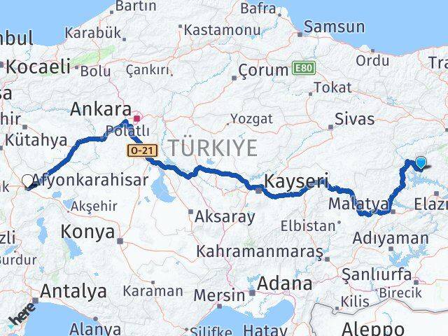 Tunceli Çemişgezek Afyonkarahisar Arası Kaç Km - Yol Haritası