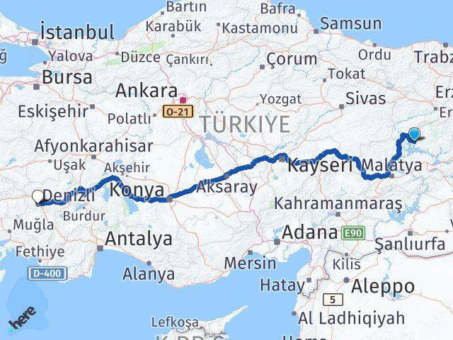 Tunceli Çemişgezek Denizli Arası Kaç Km - Yol Haritası