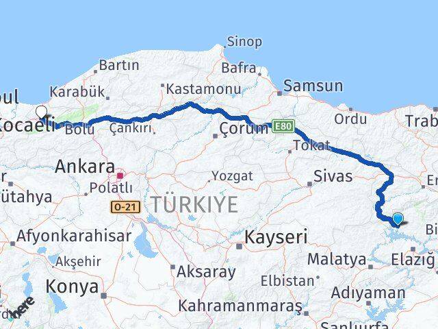 Tunceli Çemişgezek Düzce Arası Kaç Km - Yol Haritası