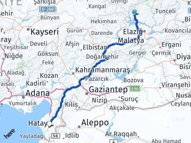 Tunceli Çemişgezek Hatay Arası Kaç Km - Yol Haritası