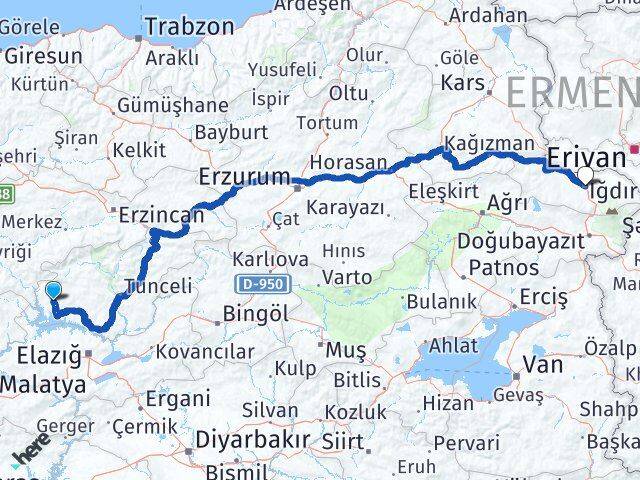 Tunceli Çemişgezek Iğdır Arası Kaç Km - Yol Haritası