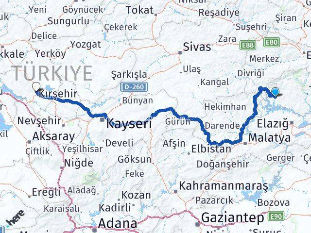 Tunceli Çemişgezek Kırşehir Arası Kaç Km - Yol Haritası