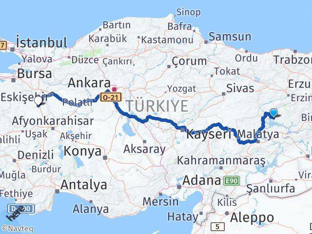 Tunceli Çemişgezek Kütahya Arası Kaç Km - Yol Haritası