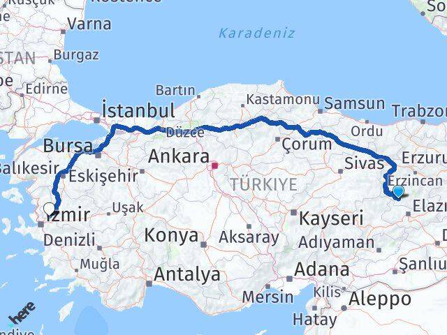 Tunceli Çemişgezek Manisa Arası Kaç Km - Yol Haritası