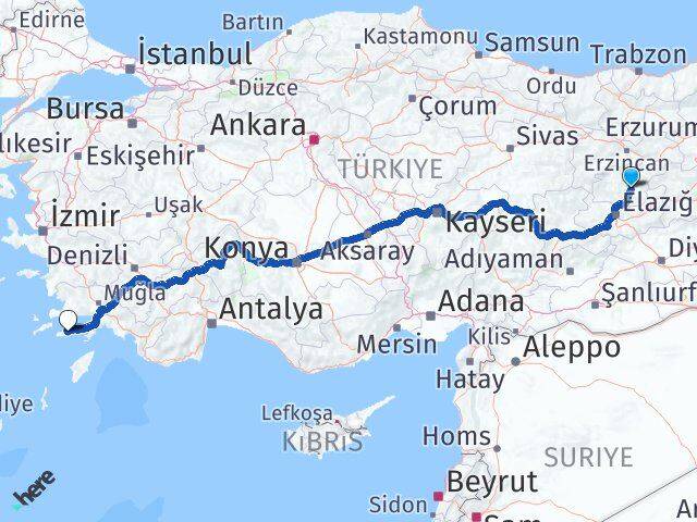 Tunceli Datça Muğla Arası Kaç Km - Yol Haritası