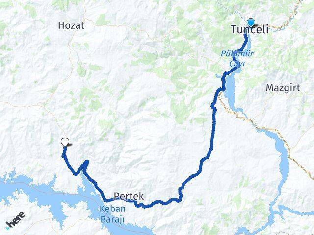 Tunceli Demirsaban Pertek Arası Kaç Km - Yol Haritası