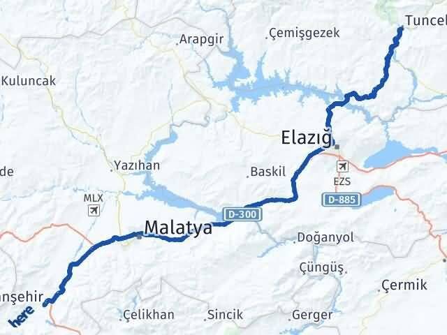 Tunceli Doğanşehir Malatya Arası Kaç Km - Yol Haritası