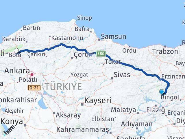 Tunceli Dörtdivan Bolu Arası Kaç Km - Yol Haritası