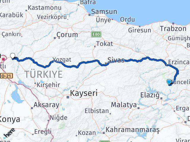 Tunceli Elmadağ Ankara Arası Kaç Km - Yol Haritası