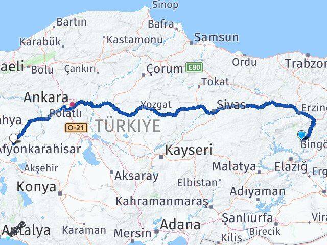 Tunceli Emirdağ Afyonkarahisar Arası Kaç Km - Yol Haritası