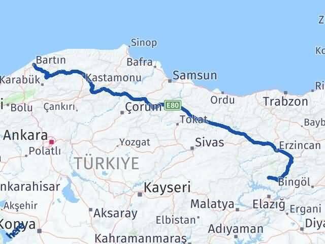 Tunceli Hozat Bartın Arası Kaç Km - Yol Haritası
