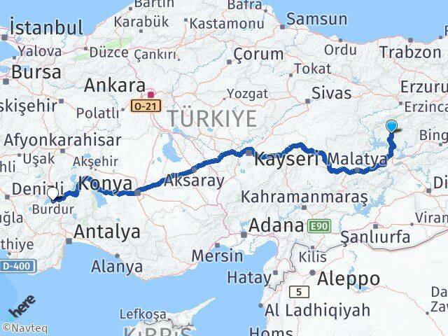 Tunceli Hozat Burdur Arası Kaç Km - Yol Haritası