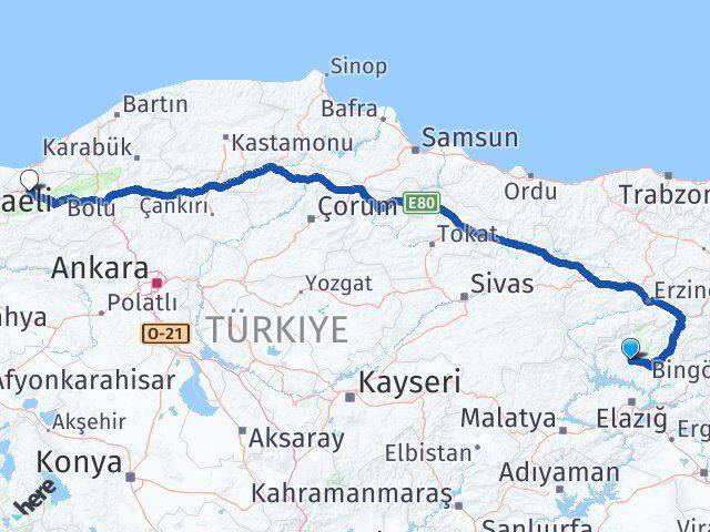 Tunceli Hozat Düzce Arası Kaç Km - Yol Haritası