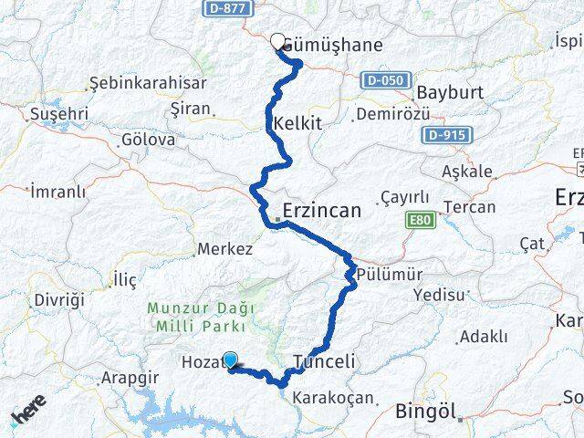Hozat Gümüşhane Arası Kaç Km - Yol Tarifi