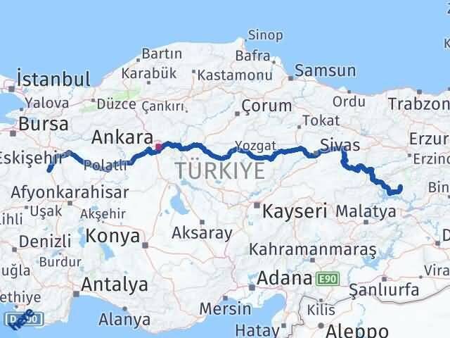Tunceli Hozat Kütahya Arası Kaç Km - Yol Haritası