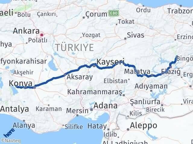 Tunceli Hüyük Konya Arası Kaç Km - Yol Haritası