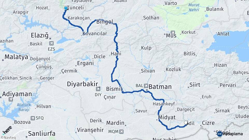 Tunceli İdil Şırnak Arası Kaç Km - Yol Haritası