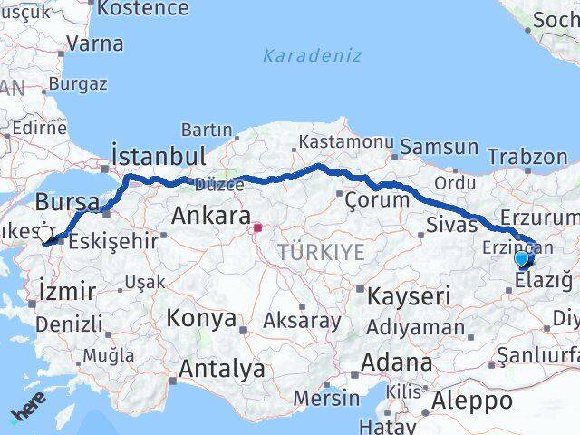 Tunceli İvrindi Balıkesir Arası Kaç Km - Yol Haritası