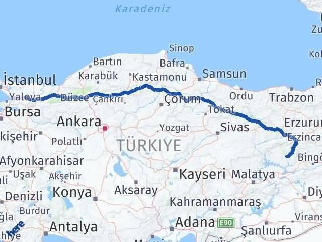 Tunceli İzmit Kocaeli Arası Kaç Km - Yol Haritası