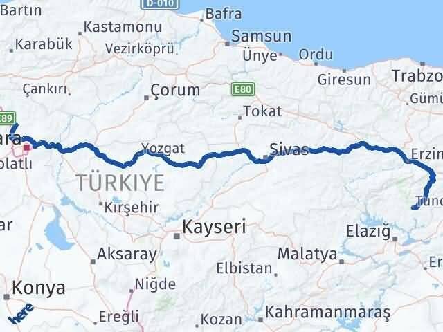 Tunceli Kahramankazan Ankara Arası Kaç Km - Yol Haritası